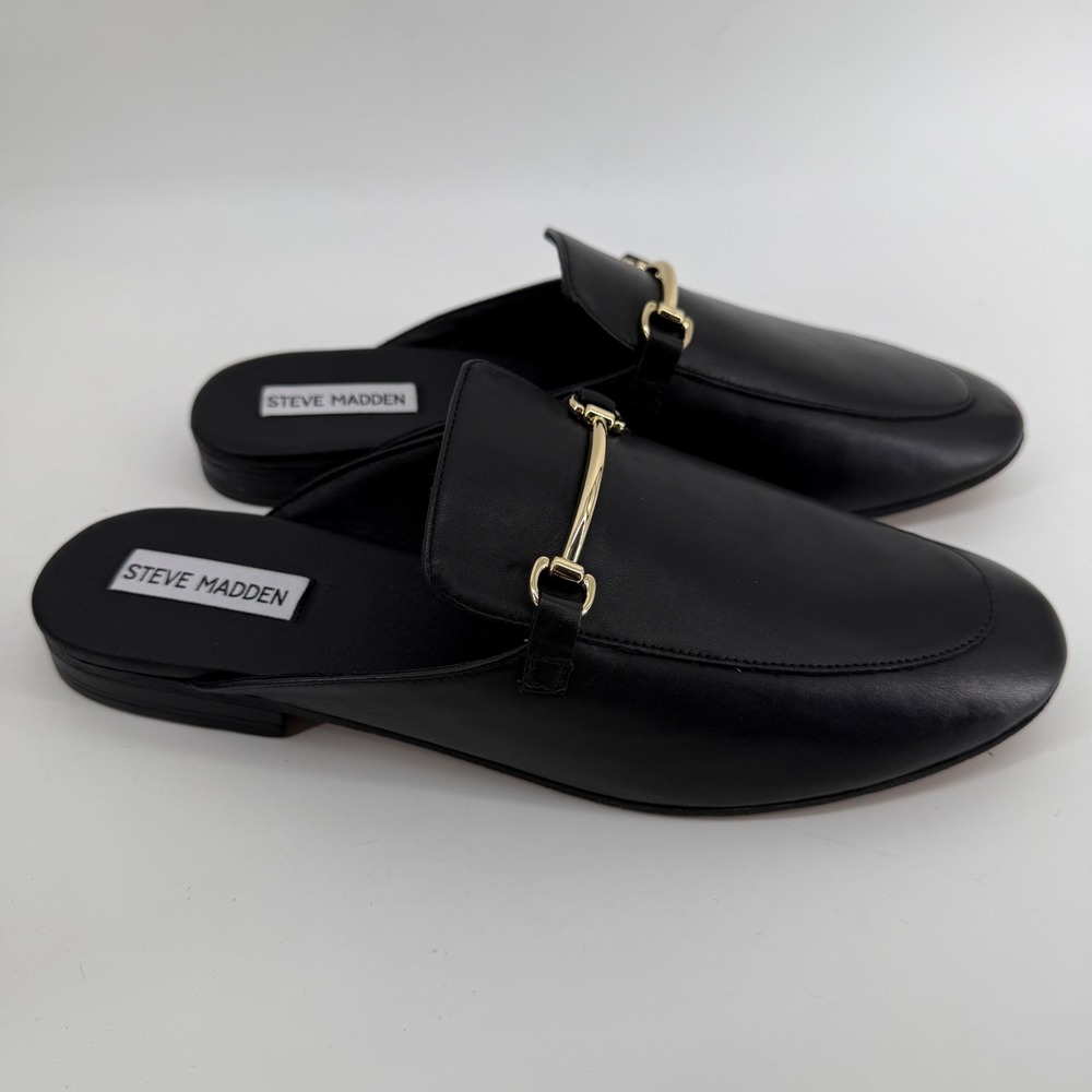 Steve Madden Galilea Black‎ Horsebit Mules Loafers GLLE01S1 Womens Size 10